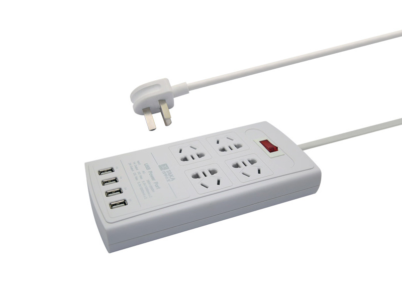 4 Ways Power Extension Socket with 4 USB Charging Ports