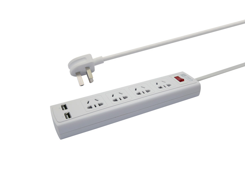 4 Ways Power Extension Socket with 2 USB Charging Ports