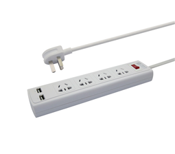 4 Ways Power Extension Socket with 2 USB Charging Ports